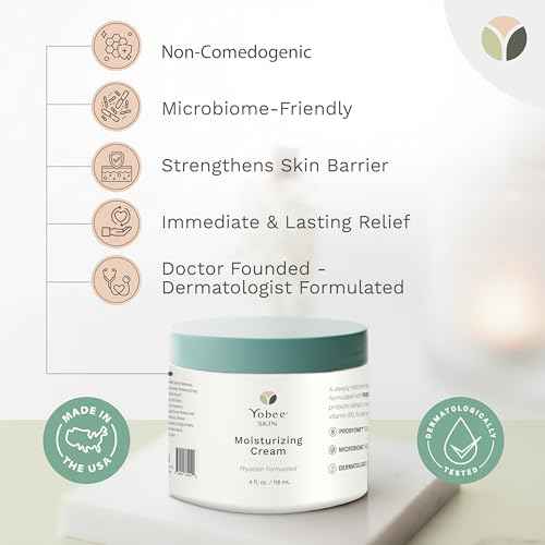 Yobee Body & Face Cream for Dry, Itchy Skin, Eczema & Psoriasis, Dermatologist Formulated, Probiotics, Honey, Turmeric, Vitamins B12 & E, Ceramides, Shea Butter, Fragrance Free, For Kids & Adults
