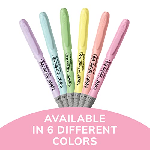 BIC Brite Liner Grip Pastel Highlighters, 6-Count Chisel Tip