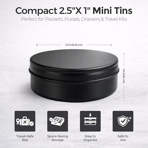 3 Pack Metal Tin Containers 2.5x1 Inch with Twist Lids