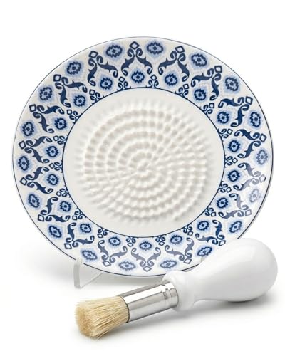 Ceramic Garlic Grater Plate Bowl - Handcrafted Spanish Tomato & Herb Tool