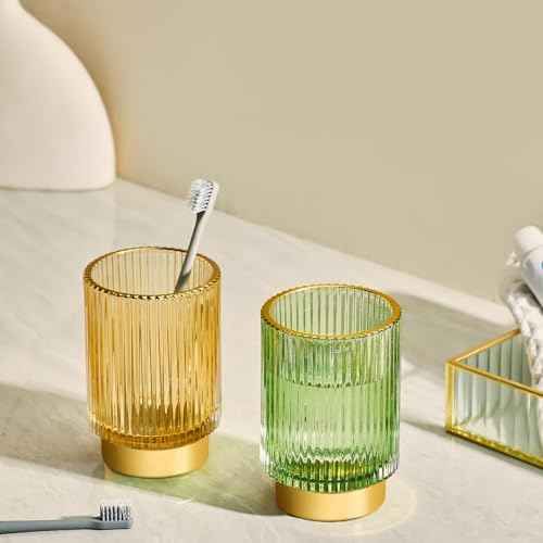 Makeup Brush Holder Organizer,Toothbrush Holders,Desk Pen Pencil Holder,Multifunctional Vintage Glass Brush Cup£¨L/White/A3-9-US£©