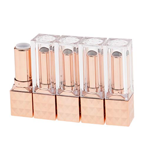 5pcs Empty Lip Balm Tubes DIY Lipstick Tube Lip Balm Bottle Case Cosmetic Bottle Container - Rose Gold