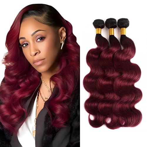 Virgin Hair Bundles 1B/99J Ombre Burgundy Body Wave 8-12 Inch