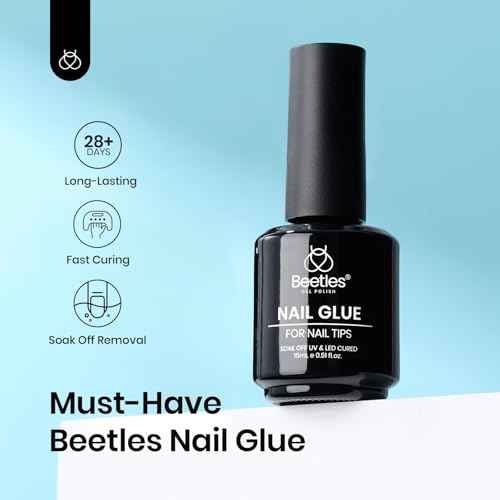 Beetles 15ml Gel Nail Glue 9 in 1 for Acrylic Nails Tips and Clear Press on Nails, Long Lasting Extension Glue, Base Coat, Blooming Art Gel, Christmas Nails, U V Light Cured