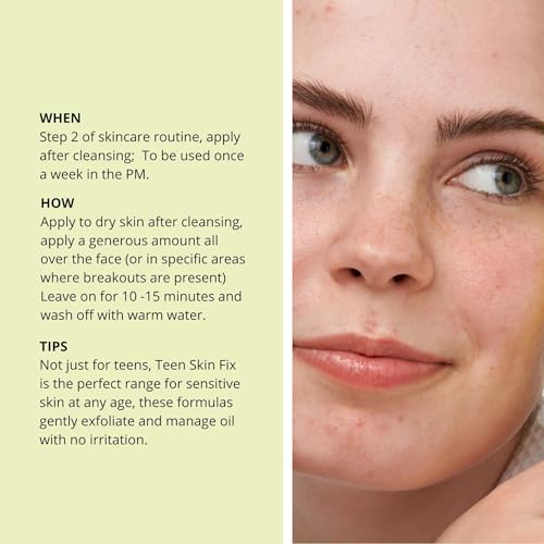 Nip+Fab Teen Skin Fix Wasabi Clay Mask, 2.54 fl oz, Purifies Congested Pores with Kaolin Clay and BHA Salicylic Acid, Healing and Moisturizing Formula