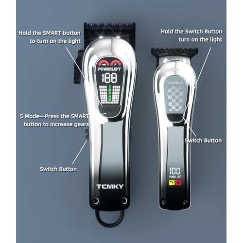 Hair Clippers for Men, Professional Clippers and Trimmers Set, Cordless Clippers for Hair Cutting, Beard Trimmer, Barber Clippers, Rechargeable Electric Shaver