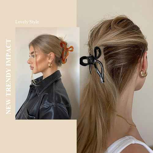 Tobeffect Hair Clip, 6 Pcs Plastic Cute Large Bow Hair Claws, Nonslip Fashion Hair Clips Accessories Gifts for Women Teen Girls