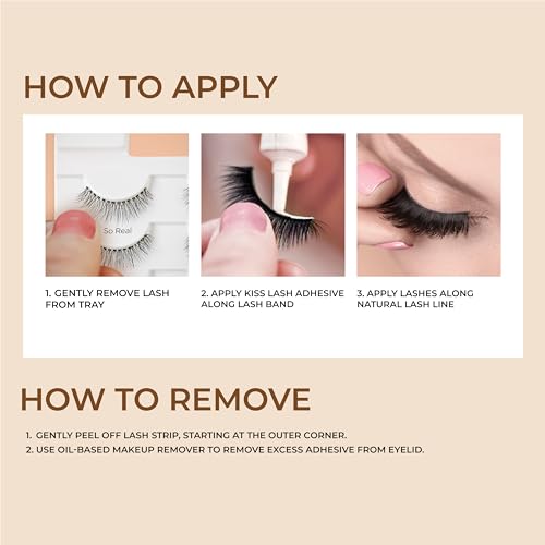 KISS My Lash But Better False Eyelashes, No Filters', 10 mm, Includes 1 Pair Of Lash, Contact Lens Friendly, Easy to Apply, Reusable Strip Lashes (Pack of 4)