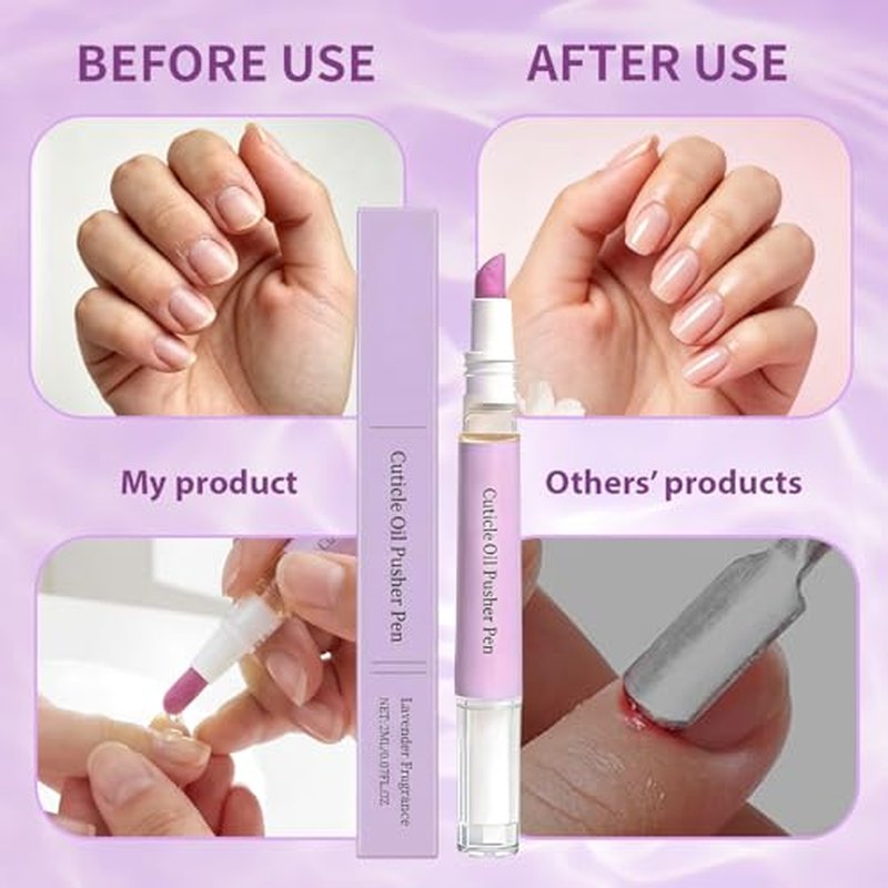 2-in-1 Cuticle Oil Pusher Pen with Ceramic Tip - Moisturizing Nail Care