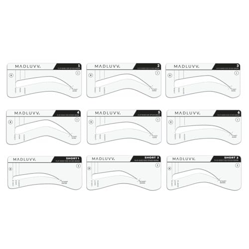 MadLuvv Brow Stamp Kit with 9 Stencils & Pomade for Perfect Natural Brows