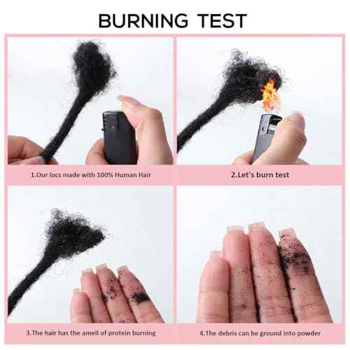 12 Inch 40 Strands Loc Extensions Human Hair, 0.6cm Pencle Size Dreadlock Extensions Human Hair for Women Men Full Handmade Permanent Dreads Locs(Natural Black)