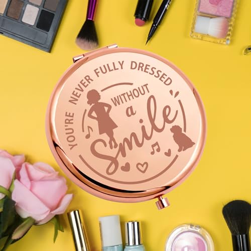 KEYCHIN Orphans Annie Pocket Mirror Musical Gifts You're Never Fully Dressed Without A Smile Annie Compact Makeup Mirror(Without A Smile-RG)