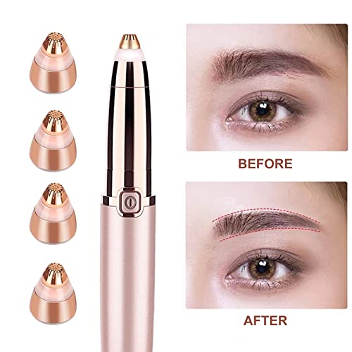 4 Pack Flawless Replacement Head, Face Hair Remove Replacement Tool for Women Facial Smooth Finishing with Cleaning Brush(Rose Gold)