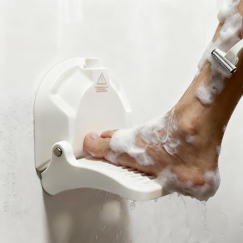No-Drill Foldable Anti-Slip Shower Foot Rest£¬Shower Step for Shaving Legs with Powerful Suction Cups, Multi-Purpose Shower Shaving Foot Rest£¬Supports Pregnant Women and Those with Back Pain