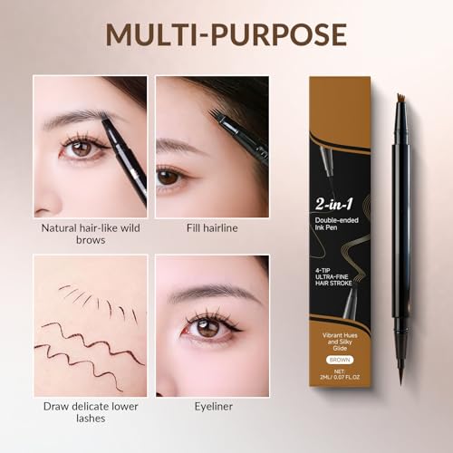 Microblading Eyebrow Pen 2-in-1 Dual-Tip Waterproof Brown