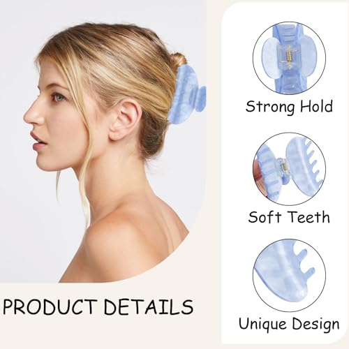 Vovii 4Pcs Medium Acrylic Claw Clips Set - Blue & White