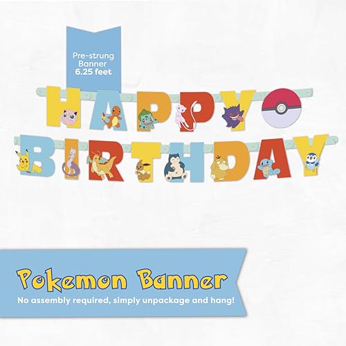 Pokemon Birthday Party Decorations Kit - Banner, 12 Swirls & Sticker