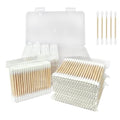 Garrelett 800 ct Bamboo Cotton Swabs, Double-Tipped, Organic Bamboo Sticks, Round Storage Case Included