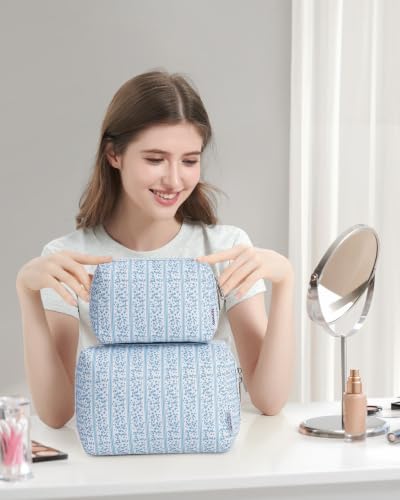 Narwey Small Floral Makeup Bag with Compartments – Travel Cosmetic Pouch
