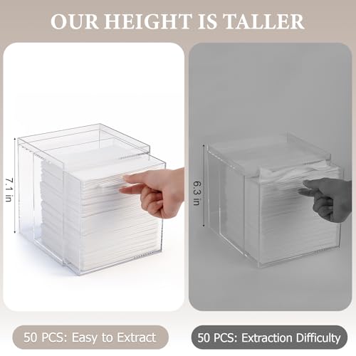Acrylic Face Towel Holder with Qtip Organizer - 15 Inch Storage