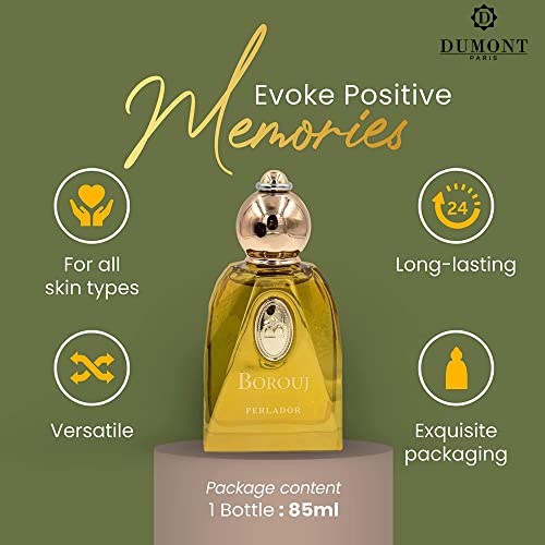 Dumont BOROUJ PERLADOR - 85ml - Unisex Perfume for Men & Women - Arab Inspired Fragrance with Musky Notes - Long Lasting Cologne Mist & Body Spray - for Him & Her