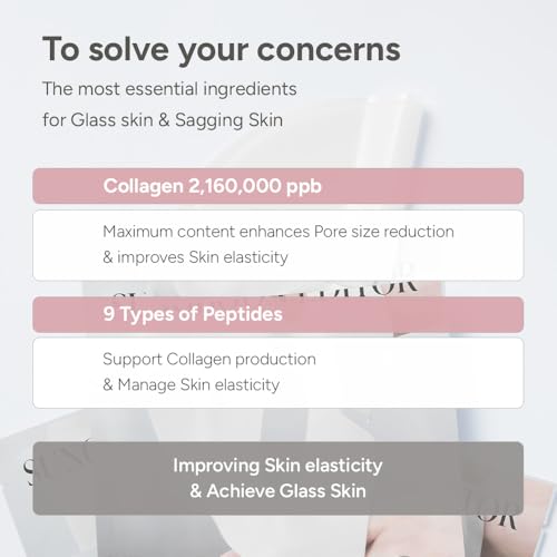 SUNGBOON EDITOR Deep Collagen Overnight mask, Real Collagen 2,160,000ppb&Peptides | Glass Skin, Elasticity for Aged Skin, Face Masks, Hydrating face mask, Real TikTok Viral, Korean Skin Care, 37gx1ea