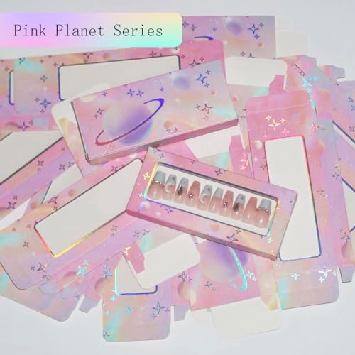 74PCS Press On Nails Packaging Set with Boxes & Stickers