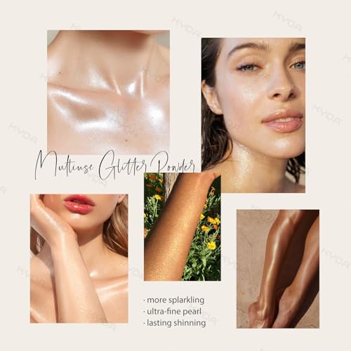 KYDA Champagne Gold Highlighter Spray for Face & Body, Glitter Makeup, High Gloss Finish