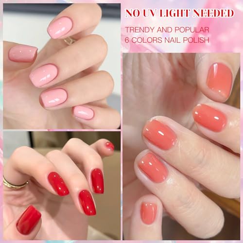 MEET ACROSS 6-Color Nude Nail Polish Set - Quick Dry, 28+ Days