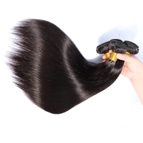 Straight Human Hair Bundles 16 16 inch 2 Bundles Human Hair 100% Unprocessed Brazilian virgin 12a Hair Natural Black Color 200G Per Pack