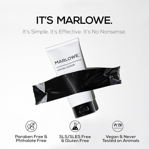 Marlowe Facial Scrub for Men - Gentle Exfoliator with Apricot & Pumice, 6 oz