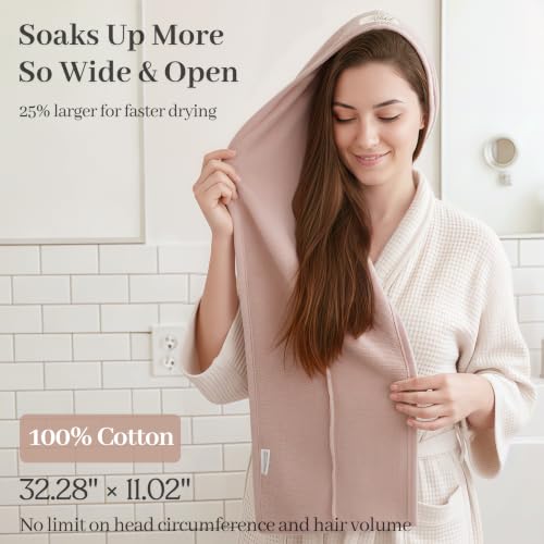 Cotton Hair Towel Wrap 2-Pack for Long Hair 32x11