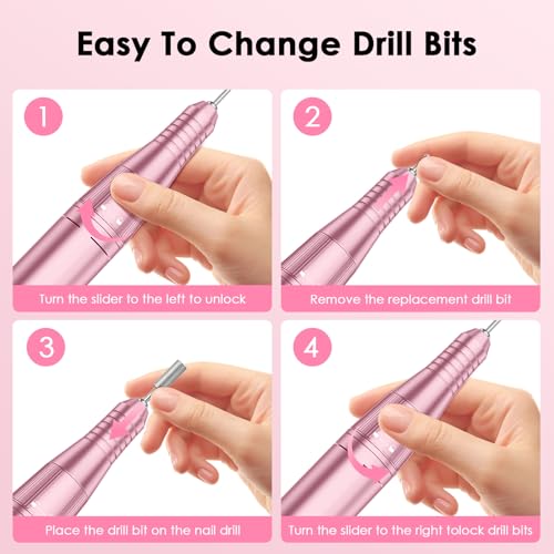 HUGMAPLE Professional 45000RPM Electric Nail Drill Kit - Rechargeable & Portable