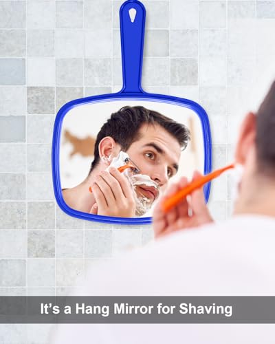 PROTECLE 10.3" L x 7.4" W Handheld Mirror, Salon Barber Hairdressing, Blue