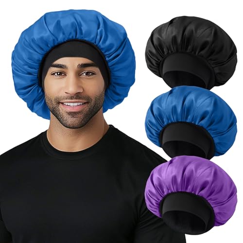Selalu 3-Pack Satin Sleep Bonnet for Women & Men - Color 02, Comfortable & Soft Elastic Band