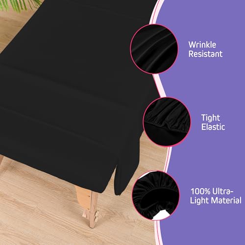 Massage Table Sheets Set - 4 Pack, Microfiber, 36x77 Inches, Black