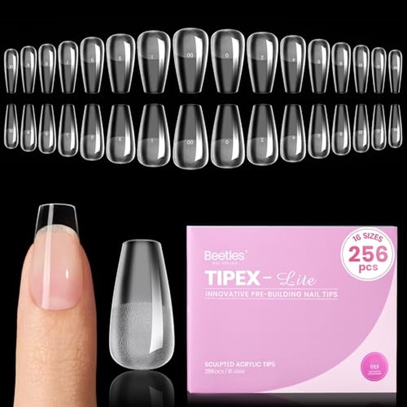Beetles Tipex Lite Instant Apex Nail Tips - 256pc Short Coffin Set