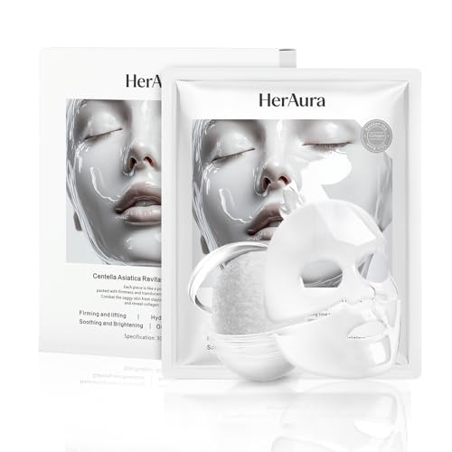 Centella Asiatica Hydrating Collagen Hydrogel Mask 5-Pack - Soothing and Firming Face Mask with Niacinamide, Vitamin C and 200Da Bio-Collagen for Sensitive Skin, 30g Each