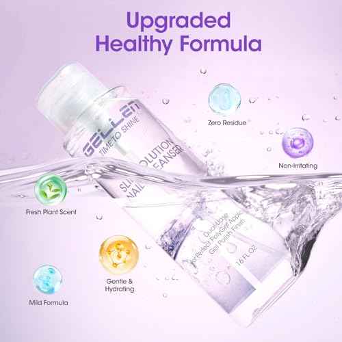 Gellen 16oz Multi-Purpose Nail Cleanser, Pump Bottle Design Nail Surface Cleaner for Prep Nails, Tacky Residue Remover for High-Shine Gel Top Coat, Polygel Slip Solution, Nail Cleaning for Manicure
