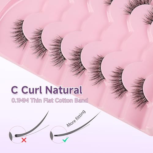 Half Lashes Cat Eye 14mm Wispy 3D Volume - 7 Pairs