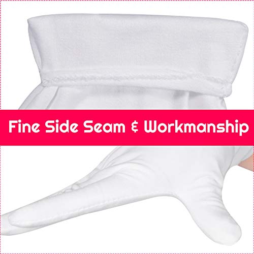 Selizo White Cotton Gloves for Eczema & Dry Hands - 3 Pairs Reusable
