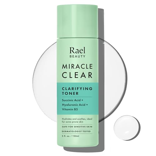 Rael Toner for Face, Miracle Clear ? Daily Toner with Succinic Acid, Vitamin B5, Hydration, Korean Skin Care (5.1 oz)