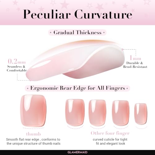 GLAMERMAID Light Cinnamon Short Press-On Nails - Nude Pink Fake Nails