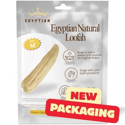 Whole Egyptian Loofah 100% Natural Organic Loofah Exfoliating Scrubber for Shower, Natural Loofah Body Sponge for Men and Women, Cream White