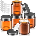 5 Pack 4oz Amber Glass Jars with Lids & Spatulas