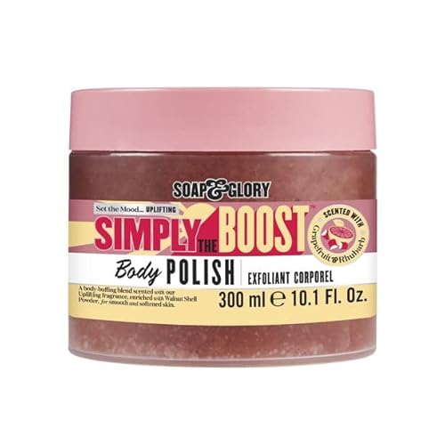 Soap & Glory Simply The Boost Exfoliating Body Scrub - Smoothing & Buffing Body Scrub - Body Polish with Vitamin B5, Vitamin C, & Vitamin E (300ml)