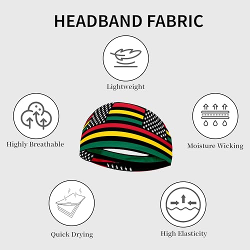 Sports Headband for Women Men,Flag Pattern Workout Head Band,Sweat