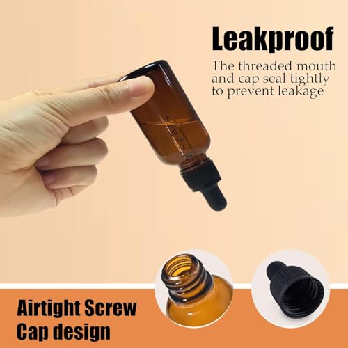 2oz Amber Glass Dropper Bottles with Scale - 20 Pack
