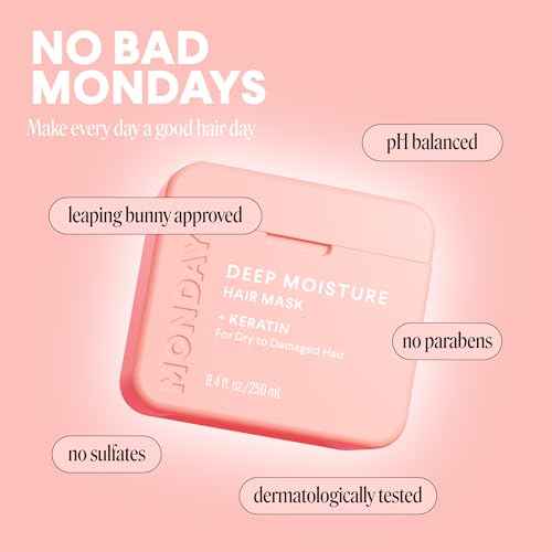 MONDAY HAIRCARE DEEP MOISTURE Hair Mask with Keratin, Argan Oil, Shea Butter & Coconut Oil for Dry to Damaged Hair 250 mL (Dual Pack)