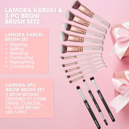 Kabuki Makeup Brush Set with Eyebrow Brush Set